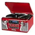 Victrola 50's Retro Bluetooth Record Player & Multimedia Center with Built-in Speakers - 3-Speed Turntable, CD Player, AM/FM Radio | Vinyl to MP3 Recording | Wireless Music Streaming | Red
