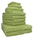 Betz Lot de 12 Serviettes Premium Set de 2 draps de Bain 4 Serviettes de Toilette 2 Serviettes d'invité 2 lavettes 2 Gants de Toilette 100% Coton Couleur Vert Avocat