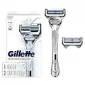 Gillette SkinGuard Razors for Men, Includes 1 Gillette Razor, 2 Razor Blade Refills with Precision Trimmer, Designed for Men with Skin Irritation and Razor Bumps