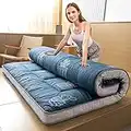 MAXYOYO Grey Cactus Pattern Futon Mattress, Padded Japanese Floor Mattress Quilted Bed Mattress Topper, Extra Thick Folding Sleeping Pad Breathable Floor Lounger Guest Bed for Camping Couch, Twin