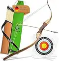 BOWRILLA® Wooden Bow and Arrow for Kids with 10 Arrows, Quiver, 3 Targets & Storage Bag | Kids Bow and Arrow Set for Right- and Left-Handers | Indoor and Outdoor Toys for Children Boys & Girls