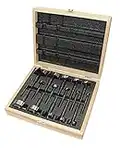 Fisch FSA-367208 16 Piece Black Shark Forstner Drill Bit Set Custom Wooden Box Includes Bits from 1/4-inch up to 2-1/8-inch Diameter Forged Steel Made in Austria