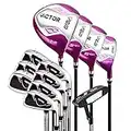 Women's Golf Clubs Complete Set 13 Piece Includes Titanium Golf Driver, 3 & #5 Fairway Woods, 4 Hybrid, 5-SW Irons, Putter and Golf Bag