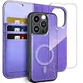 OCASE iPhone 14 Pro Case Wallet, Magnetic Detachable 2 in 1 Flip PU Leather Case Folio 【Card Holders】 【Removable】【Kickstand】【RFID Blocking】 Shockproof Phone Cover Compatible for iPhone 14 Pro -Purple