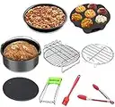 9PCS Accessori per friggitrice ad aria calda, Accessori Air fryer Pane con rivestimento antiaderente, teglia da forno, pizza, griglia, griglia a vapore per 3,2 l Gowise Phillips Cozyna