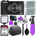 Canon PowerShot G7 X Mark III Camera w/ 1 Inch Sensor & 4k Video - Wi-Fi & Bluetooth Enabled (Black) & LED Video Light, 64GB Transcend Memory Card, Extra Battery + Accessory Bundle