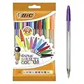 BIC Penne a Sfera, Cristal Multicolor, Colori Assortiti, Punta Larga (1.6 mm), Confezione 10 Penne Colorate, Fornitura per Cancelleria Scuola