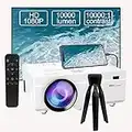 Videoproiettore 10000Lumens Ultimo aggiornamento, proiettore portatile supportato 1080P Full HD, mini proiettore cinematografico compatibile con T-V Stick Smartphone HDMI USB AV