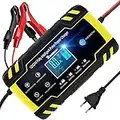 NWOUIIAY Caricabatteria Auto 8A 12V/24V Multi Protezioni di Carica Automatico Caricatore Intelligente con Schermo LCD Touch Screen per Auto Moto Tosaerba o Barca