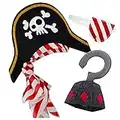 Cappello da pirata Toppa Dell'occhio Benda sull'occhio Uncino da pirata gancio da pirata per bambini costume da capitano caraibico e ragazzi