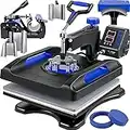 VEVOR Heat Press Machine 8in1 Combo 15x15 Inch 360° Swing Away Digital Printing Multifunction Transfer Sublimation for T Shirts Mugs Hat Plate Cap Bag, 8 in 1 Blue-15x15