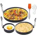 Upgrade Large Egg Rings Set,8" Large Omelet Ring,6" Pancake Ring,4" Egg Ring,3 Packs Non-stick Stainless Steel Round Egg Maker Mold Egg Rings for Griddle Frying Eggs with 1 Oil Brush & 1 Egg Separator