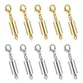 ManYing Set of 10 Pack Magnetic Lobster Clasps for Necklace Chain Extenders Jewelry Accessories Gold and Silver NC053