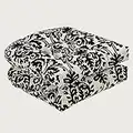 Pillow Perfect Damask Outdoor Wicker Patio Seat Cushion, Reversible, Weather, and Fade Resistant, Round Corner - 19" x 19", Black/Ivory Essence, 2 Count