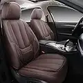 Coverado Car Seat Covers 5 Pieces, Full Set Universal Seat Covers for Cars, Waterproof Nappa Leather Auto Seat Protectors, Car Seat Cushions Car Interiors Fit for Most Sedans SUV Pick-up Truck, Brown