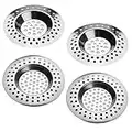 4 PCS Drain Hair Catcher Stainless Steel Kitchen Sink Strainer Plug Shower Bathroom Plug Hole Hair Catcher, Drain Protector Filter, 2 Models (Outer diameter 77mm and 73mm)