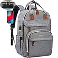 LOVEVOOK Laptop Backpack for Women & Men, Unisex Travel Anti-theft Work Bag, Business Computer College Backpacks Purse, Casual Hiking Outdoor Carry On Daypack with Lock, Fits 15.6 Inch Laptop, Grey