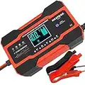 10-Amp Car Battery Charger, 12V and 24V Smart Fully Automatic Battery Charger Maintainer Trickle Charger w/Temperature Compensation for Car Truck Motorcycle Lawn Mower Boat Marine Lead Acid Batteries