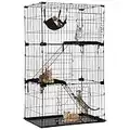 Cat Cage Cat Crate Cat Kennel Cat Playpen with Free Hammock 3 Cat Bed 3 Front Doors 2 Ramp Ladders Perching Shelves,67 inches