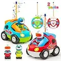 JOYIN 2 Pack Cartoon RC Race Car Radio Remote Control with Music & Sound Toy for Baby Toddler Kids and Children Cars School Classroom Prize Christmas Stocking Stuffer and 2 Year Old