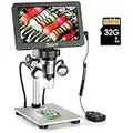 7'' Digital Microscope 1200X,Dcorn 12MP 1080P Photo/Video Microscope with 32GB TF Card for Adults Soldering Coins,Metal Stand,Wired Remote,10 LED Fill Lights,PC View,Windows/Mac Compatible