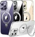 CASEKOO Magnetic Clear for iPhone 14 Pro Max Case with Invisible Stand [Compatible with MagSafe] [Non Yellowing] Shockproof Protective Slim Ring Holder for Women Men Phone Cases 6.7 Inch 2022, Clear