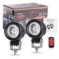 EKLAMP Phare LED Moto, ERICKSEN-TECH 2inch 10W Feux moto à LED,Phare de Travail à LED, Feux Additionnels Moto, 3600LM 6500K 12V IP68 for ATV, Moto (2Pcs) (Black, 2" Round)