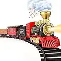 Train Set - Electric Train Toy for Boys Girls w/Smokes, Lights & Sound, Railway Kits w/Steam Locomotive Engine, Cargo Cars & Tracks, for 3 4 5 6 7 8+ Year Old Kids