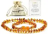 Baltic Amber Necklace (Unisex) 13 inch. Natural Amber from Baltic Region, Genuine Amber (Brown)