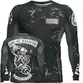 Hardcore Training Rash Guard Men's Sons of Hardcore Chemise de Compression Homme MMA BJJ Fitness Arts Martiaux No Gi Grappling Boxe Workout