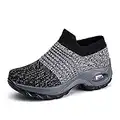 Women's Slip-On Walking Shoes Anti-Slip Air Cushion Comfortable & Lightweight Size 5-9.5 Grey