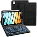 Backlit Keyboard Case for iPad Mini 6th Generation 8.3 Inch (2021 Model), Nanhent Premium PU Leather Folio Cover & 7 Colors Backlight magnetically Detachable Wireless Keyboard for iPad Mini 6 8.3”