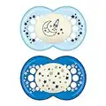MAM Night Pacifiers , MAM Pacifiers 6+ Months, Best Pacifier for Breastfed Babies, Glow in the Dark Pacifier, Baby Boy Pacifier, 6-16 (Pack of 2)