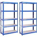 G-Rack Scaffalature per garage: 150cm x 75cm x 30cm | Scaffali per lo stoccaggio - 2, 5 ripiani blu (175KG per scaffale), capacità 875KG | Per officina, capannone, ufficio | 5 anni di garanzia