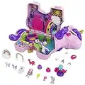 Polly Pocket Unicorn Party Large Compact Playset with Micro Polly & Lila Dolls 25+ Surprises to Discover & Fun Princess Party Play Areas Bouncy House, Castle, Swings, Water Floatie & More; Ages 4 & Up