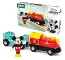 BRIO - 32265 - Train à pile Mickey Mouse / Disney - Mickey and Friends - Train électrique - Figurine incluse - Pour circuit de train en bois - Jouet pour garçons et filles dès 3 ans