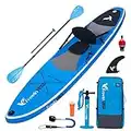 freein Kayak Sup Tabla Hinchable de Paddle Surf 10'6"x31"x6" Tabla Padel Surf Inflable con Remo Doble Uso, Bomba de Doble Acción, Aleta, Adaptador, Soporte para GO-Pro, Correa, Mochila, Asiento(Azul)