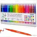 24 Colors Watercolor Paint Markers, Dual Tip Coloring Paint Markers Set Brush Pen and Fine Tip for Kid and Adult Coloring, Painting, Sketching and Drawing, School Supplies and Art Supplies