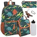 Boy's 6 in 1 Backpack Set with Lunch Bag, Pencil Case, and Accessories (Dueling Dinos)