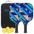 Pickleball Paddles, Pickleball Set of 2, Graphite Pickleball Racket, Lightweight Pickle Balls Equipment with 4 Balls and Portable Carry Bag