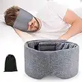 Handmade Cotton Sleep Mask Blackout - Comfortable & Breathable Eye Mask for Sleeping Adjustable Blinder Blindfold Airplane with Travel Pouch - Best Night Companion Eyeshade for Women Men Kid (Gray)