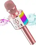 MicQutr Microfono Karaoke Bluetooth, Microfono Bambini con Luci LED, Portatile Microfoni Wireless Karaoke Player con Altoparlante per Cantare, Giocattoli Regalo Bambino 3 4 5 6 7 8 9 10 11 12 Anni