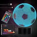 Fußball Geschenke für Jungs 6 7 8 10 Jahre, Fussball Spielzeug ab 4 5 9 11 Jährige Jungen Nachtlicht Coole Kinder Lampe Weihnachts Geburtstag für Junge Sohn Kind Männer Mädchen 3D LED Schlafzimmer