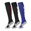 3 Pairs Soccer Socks, Sport Knee High Socks Over The Calf Compression Athletic Socks for Mens and Women Running & Training Football Thickening Keep Warm Sock