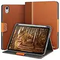 KingBlanc iPad Mini 6 Case 2021 8.3-inch with Pencil Holder, Vegan Leather Smart Cover with Stand & Auto Sleep/Wake, Apple Pencil2 Wireless Pairing, iPad Mini 6th Generation Shockproof Case, Brown