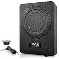 8-Inch Low-Profile Amplified Subwoofer System - 600 Watt Compact Enclosed Active Underseat Car Audio Subwoofer with Built in Amp, Powered Car Subwoofer w/Low & High Level Inputs - Pyle PLBX8A