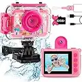 GTKZ Waterproof Kids Camera 180 Rotatabe 1080P HD Children Digital Action Camera Underwater Camera with 32GB SD Card,Birthday Toddler Toys for Boys and Girls Age 3-9