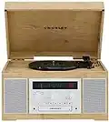 Crosley CR7018A-NA Haydn 3-Speed Turntable with Bluetooth, AM/FM Radio, CD/Cassette Player, and Aux-in, Natural