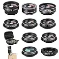 Mocalaca Phone Camera Lens (11 Lenses) Phone Lens Kit, Clip on Fisheye/Macro/Wide Angle Lens Attachment with Travel Case for iPhone 14 13 12 11 Xs X Pro Max Samsung Android Smartphone