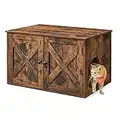 FEANDREA Litter Box Enclosure, Cat Litter Box Furniture Hidden, with Removable Divider, Wooden Cat Washroom Furniture,Indoor Cat House, Rustic Brown UPCL002X01